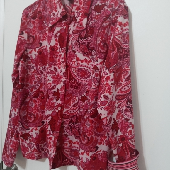 Ninety Long sleeve paisley blouse contrasting striped cuffs - Picture 6 of 7